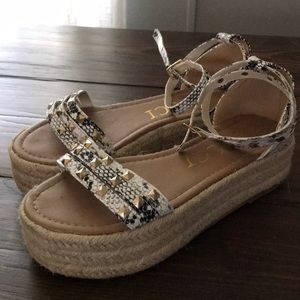 Snake Espadrille Sandals with studs